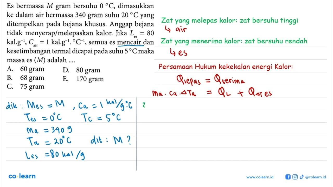 Es Bermassa M Gram Bersuhu 0 C Dimasukkan Ke Dalam Air Bermassa 340 es-bermassa-m-gram-bersuhu-0-c-dimasukkan-ke-dalam-air-bermassa-340