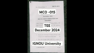 #IGNOU #MCOM #allsubjects #MCO-15 #TEE #DEC #2024 #QUESTIONS #important #announcemnt #pgpreparation