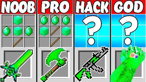 Minecraft Battle: SUPER EMERALD CRAFTING CHALLENGE - NOOB VS PRO VS HACKER VS GOD! (Animation)