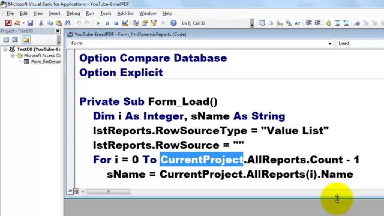 Email Pdf Files Of Access Reports With Vba Youtube