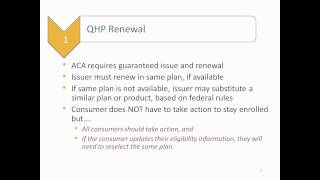 Qualified Health Plan QHP Renewals and Tax Credit Eligibility Redeterminations