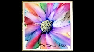 #101 Tutorial on creating a colorful flower on tile using alcohol ink markers