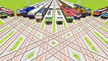 14 TRAINS DIAMOND CROSSING ON BUMPY RAILROAD TRACKS | Train Simulator | Railworks