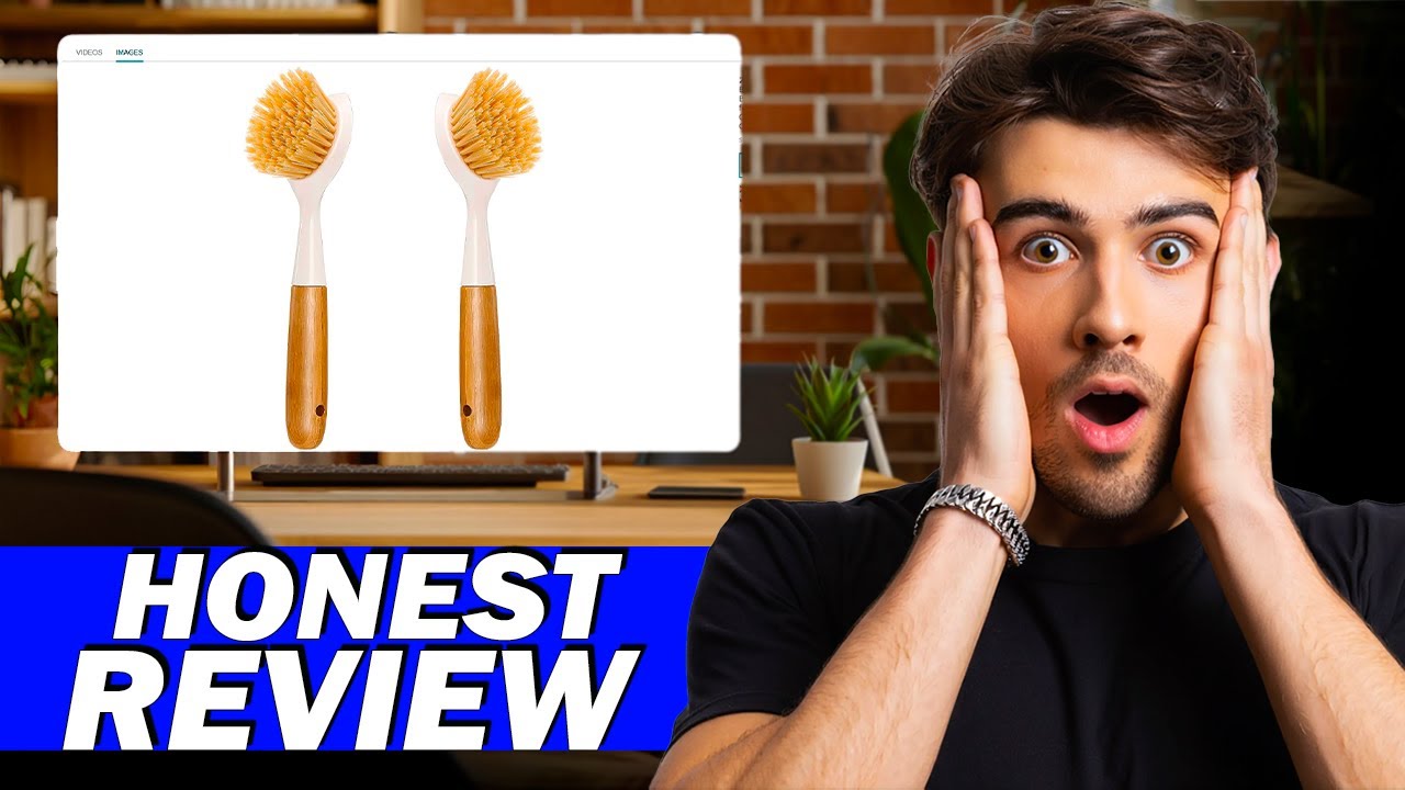 2-Pack Kitchen Dish Brush Bamboo Handle Dish Scrubber Built-In Scraper for Pots & Pans Review