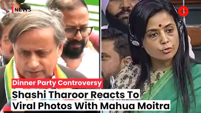 Shashi Tharoor Mahua Moitra cropped photo on social media Congress MP says  cheap politics TMC MP cash for query