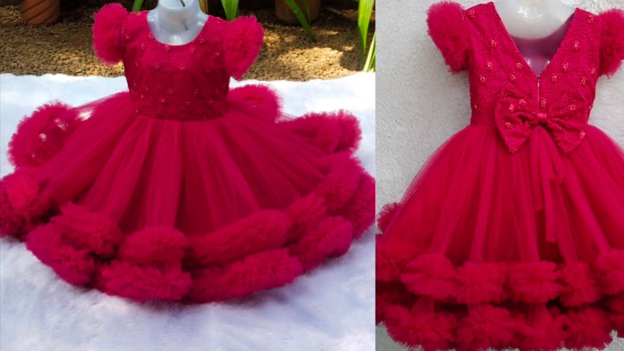 Lovely Pink Net Designer Readymade Kids Gown DT50842