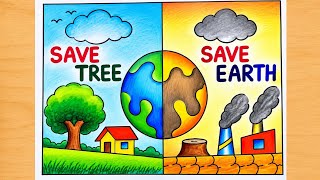 Save Environment Poster Drawing | Easy Environment Day Poster Drawing |World Environment Day Drawing