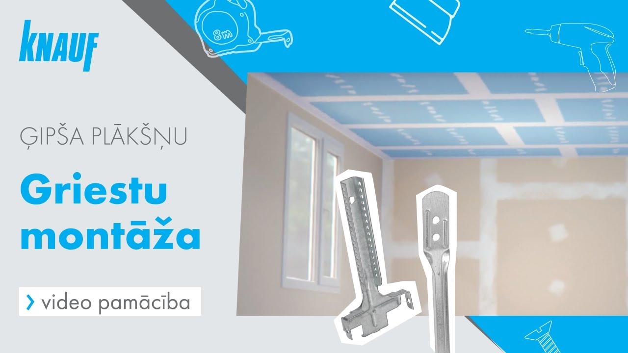 Ģipša plākšņu griestu montāža