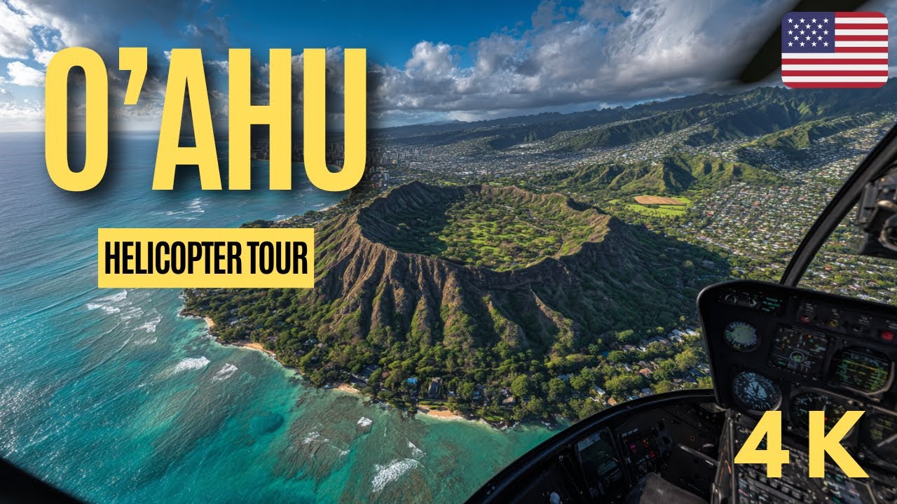 Oahu 4K Helicopter Tour: Waikiki, Diamond Head & Jurassic Valley | 1 Hour Aerial ASMR (No Talking)