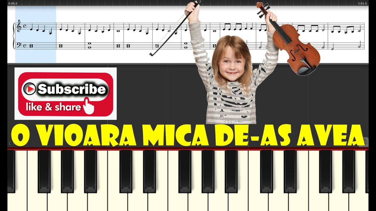 Lubricate recommend impulse 🎹 O VIOARĂ MICĂ (tutorial pian cu note + digitatie - nivel începător) - cântece  copii grădiniță - YouTube