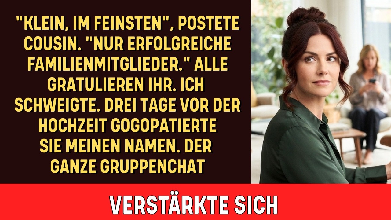 An einem gewöhnlichen Mittwoch, als ich Baupläne prüfte, schrieb Madison in den Familiengruppenchat: „Wir laden nur erfolgreiche Familienmitglieder ein. Leistung und Exzellenz." Alle stimmten ihr...