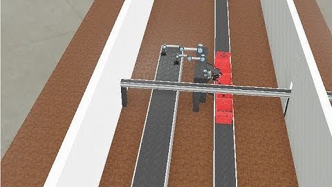 Simulasi ROBOT ARM lengan dan gripper pemindah botol ke plastic crate / box plastic WEBOTS