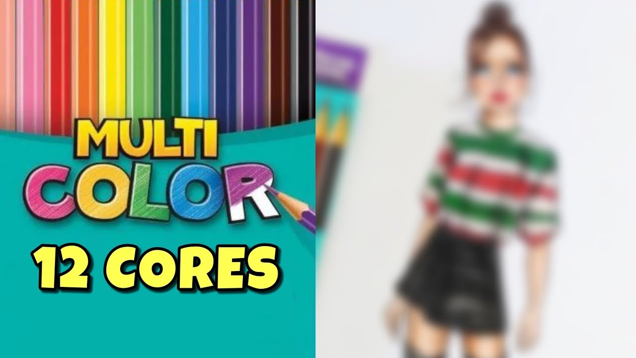LÁPIS DE COR MULTICOLOR - 12 CORES | mateandro