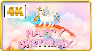 Unicorn happy birthday theme with rainbow background Video Loops HD 4k 3 hours screenshot 5