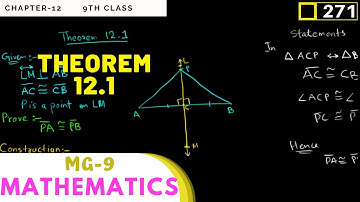 MG-9 Episode#271 | CH#12 Theorem#12.1 LINE BISECTORS & ANGLE BISECTORS | Chapter#12 9th Online Math