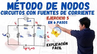 NODE METHOD in ELECTRICAL CIRCUITS ✔️ with CURRENT SOURCES ⮞ 1 SOLVED EXERCISE [EASY] 😎
