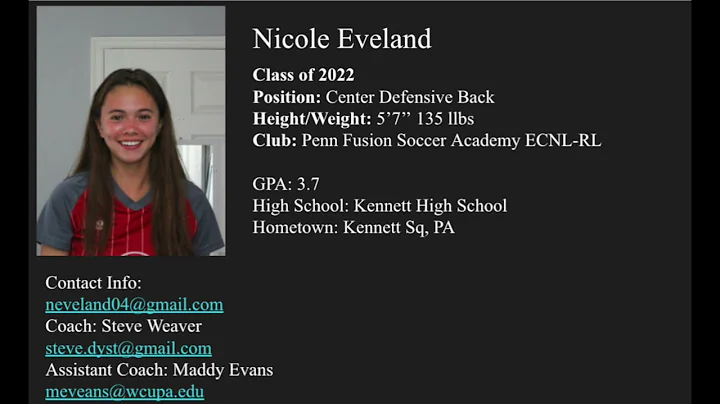 Nicole Eveland Penn Fusion 04 ECNL-RL Highlights (Grad 2022)