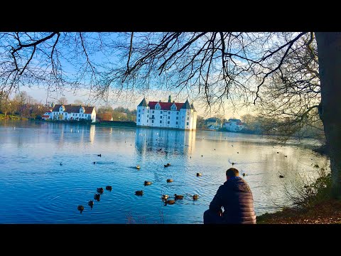 Walk around Castle Park Glücksburg, Germany Wasserschloss