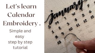 Calendar Embroidery |wedding hoop art|yash craft boutique #embroiderytutorialforbeginners