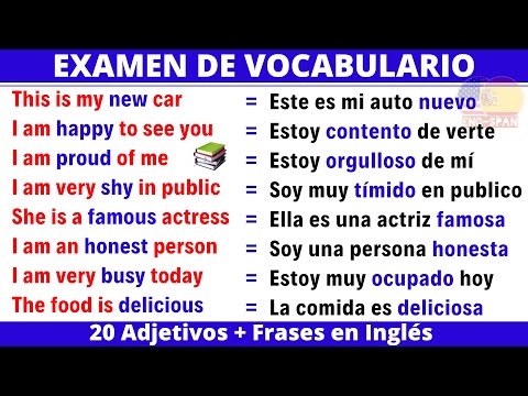 📝Examen de Vocabulario en Inglés y Español ( 20 Adjetivos Frases ) | Aprender Inglés rápido y fácil