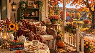 Full Cozy & Peaceful Autumn Jazz Ambience 🍂 Calm Porch Jazz For Rest & Quiet Relaxation Guide
