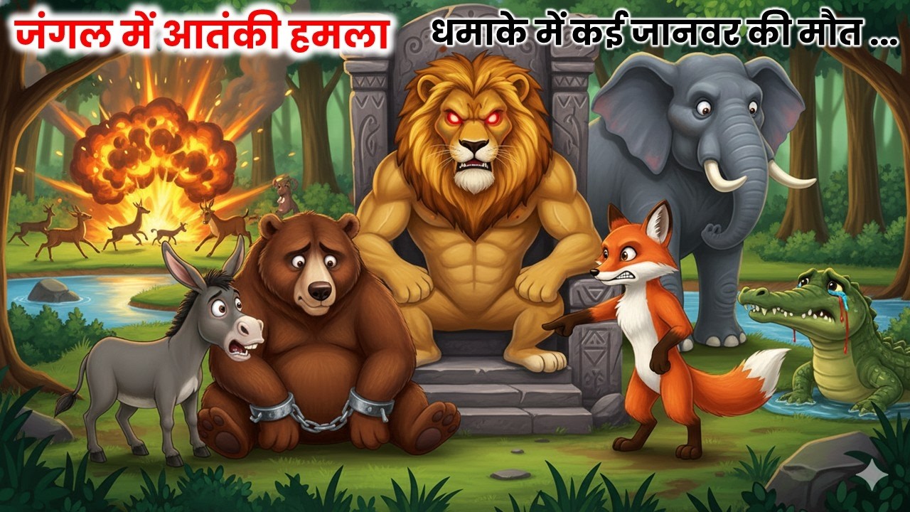 जंगल में आतंकी हमला –भालू को काल कोठारी की सजा और गधे को जेल | Jungle Story in Hindi | Cartoon Story