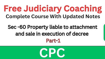 CPC Sec 60(a–j) | Property Liable to Attachment & Sale in Execution | Free Judiciary Coaching #cpc