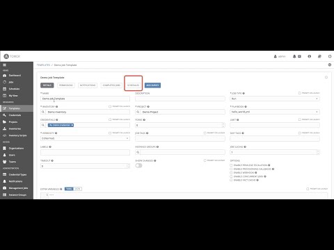 Ansible Tower Job Template