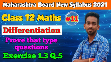 Differentiation Class 12 New Syllabus Exercise 1.3 Question 5 | HSC | Maharashtra Board New Syllabus