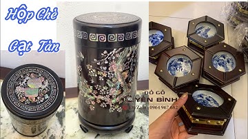 Giá bán hộp chè cẩn ốc xà cừ, gạt tàn gỗ trắc bọc đồng cực rẻ