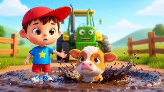 Baby Cow Stuck in Mud! Leo’s Big Rescue Mission 🚜🐄