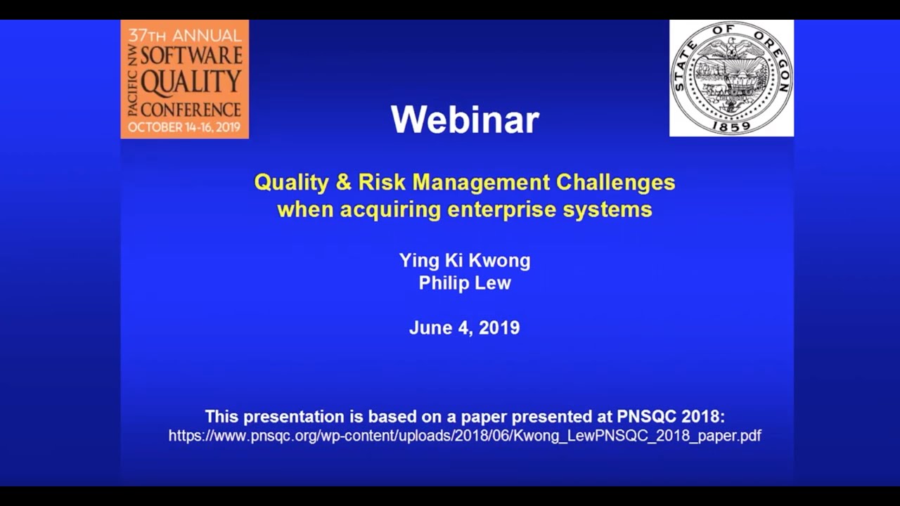 Quality & Risk Management Challenges When Acquiring Enterprise Systems-Webinar Recording