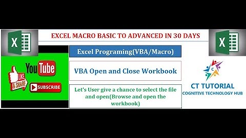 Excel VBA- Open and Close Workbook ||VBA to Browse File and Open File in Excel