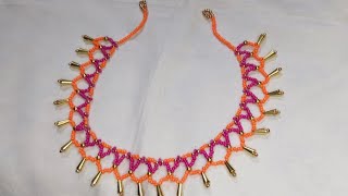 jaali set making with sugar beads at home#how to make necklace at home@Sujjiscreativecorner