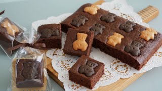 超キュート♡無印のくまさんクッキー乗せブラウニー | Bear cookie Brownies
