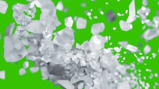 Ice cube explosion in slow motion green screen