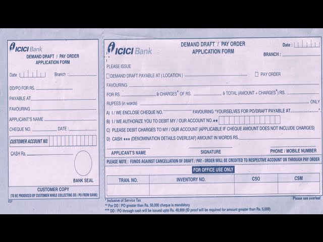 Icici Bank Demand Draft Process