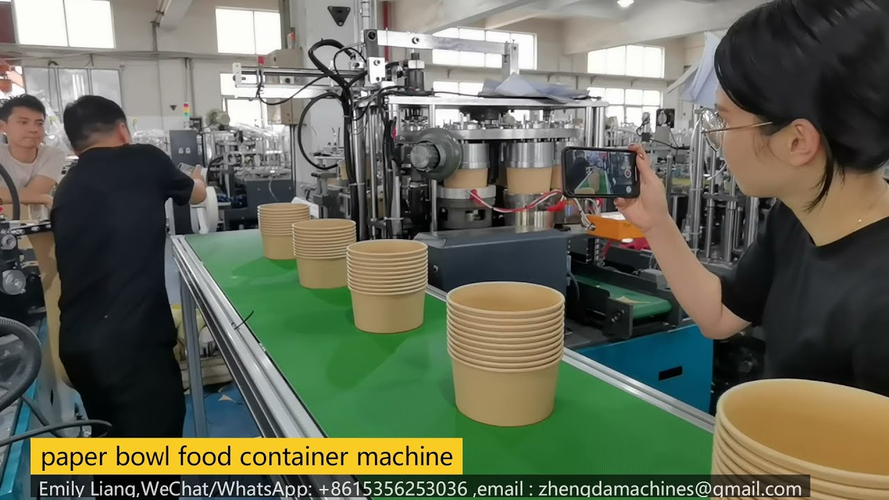 kraft food container with lid // disposable paper bowl making machine ( Salad food packaging!)