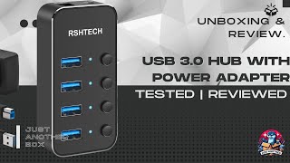 RSHTECH USB 3 0 Hub with Power Adapter – 4 Port High Speed Hub for Type A &amp; Type C