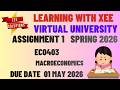 ECO403 MACROECONOMICS ASSIGNMENT 1 SPRING 2026 Virtual University of Pakistan