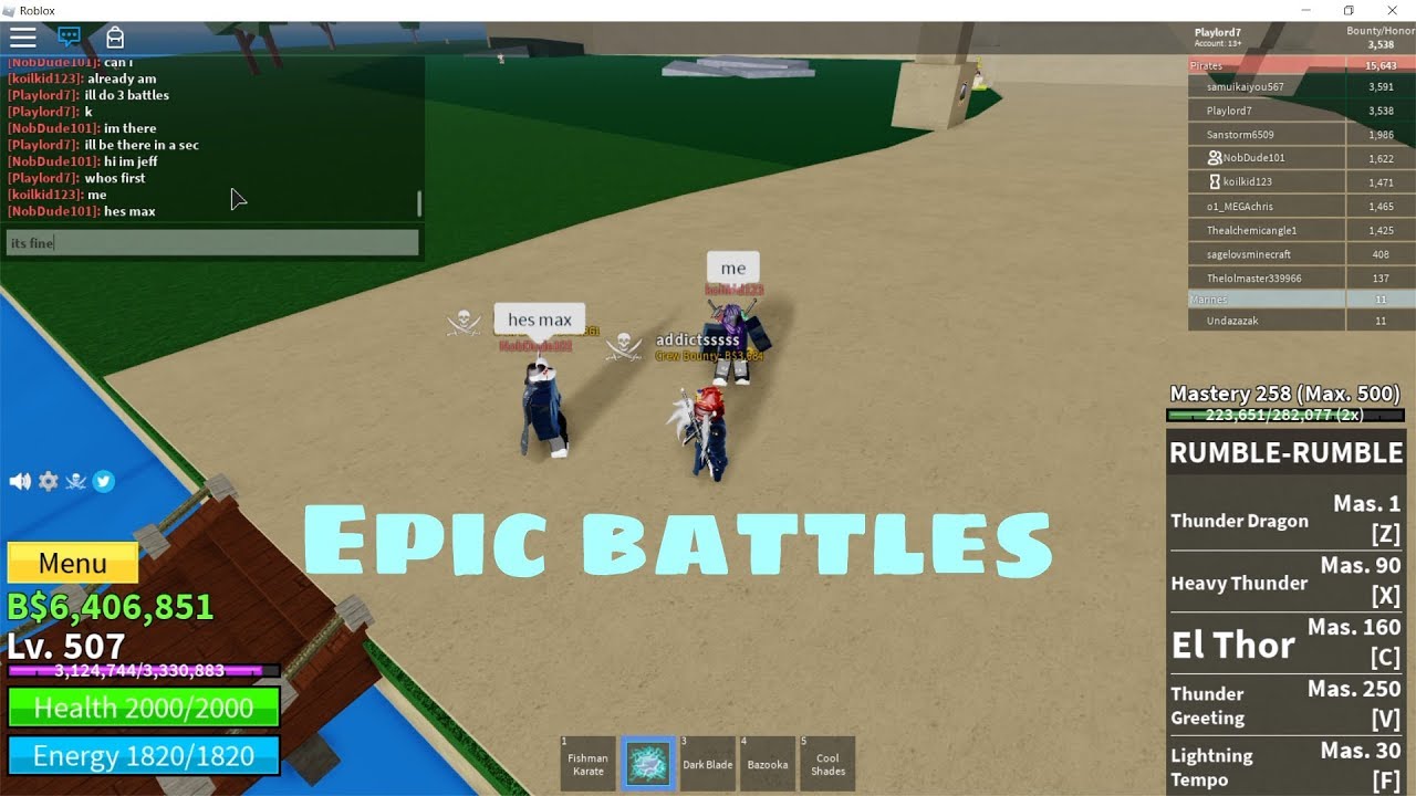Epic battles in blox piece - YouTube
