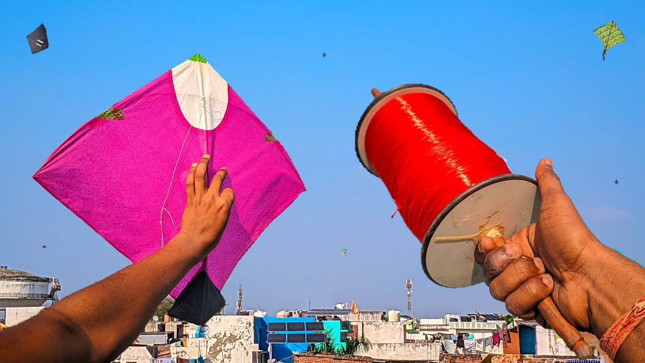 Kite Fighting with  * Purple Mono Kite * Manjha & kite fighting | kite cutting 
