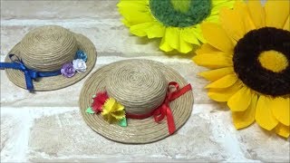 ペーパークラフト 夏の飾り 可愛い麦わら帽子の作り方 Diy Paper Craft Summer Decoration Cute Straw Hat Youtube