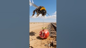 The bee survives by giving water to a drying anar 😭 #ai #tree #save #watering