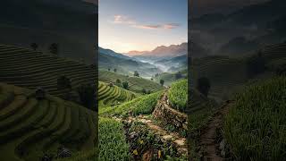 Sunrise Over a Terraced Hillside: First Light on the Hills 🌄 Sunrise Over a Terraced Hillside: First Light on the Hills 🌄