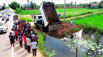 Complete Project To Build New House By 5 Ton Dump Truck Unloading Soil & Skill Bulldozer Pushing