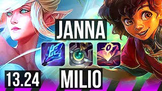 JANNA & Jhin vs MILIO & Cait (SUP) | 3/0/22, 800  games | BR Master | 13.24