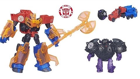 Transformers Optimus Prime vs Decepticon Bludgeon Robot, Truck Mode, Mini Con