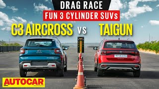 Drag Race: Citroen C3 Aircross vs Volkswagen Taigun - Best of 3 (cylinders) | @autocarindia1