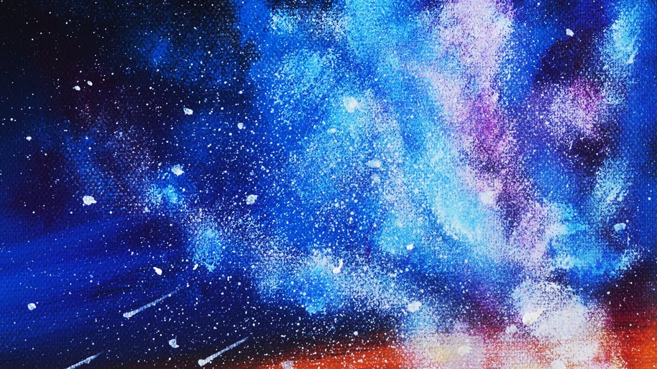 アクリル絵の具を使用した銀河の描き方 Acrylic Painting 初心者が簡単に絵を描く方法 71 Youtube